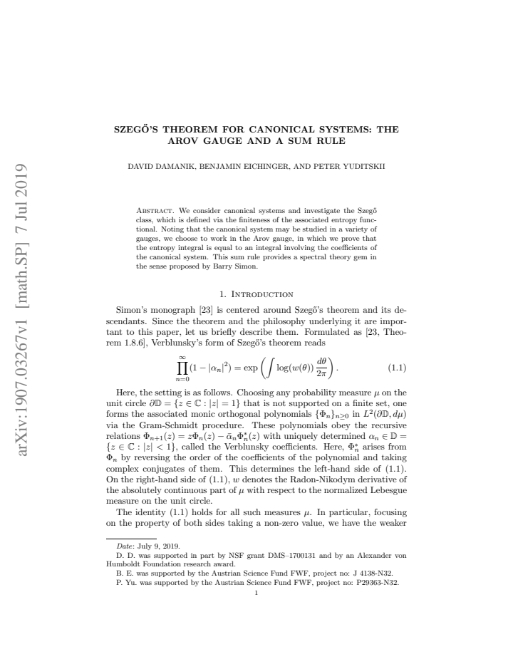 First page